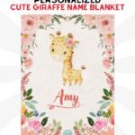Cute Giraffe Name Blanket