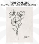 Flower Outline - Personalized Name Blanket