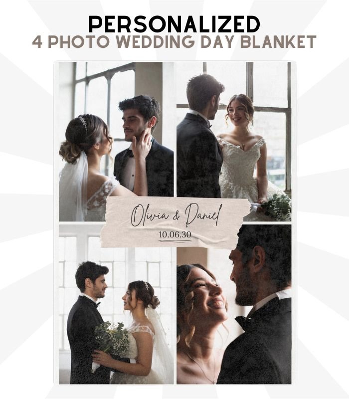 4 Photo Wedding Day Blanket