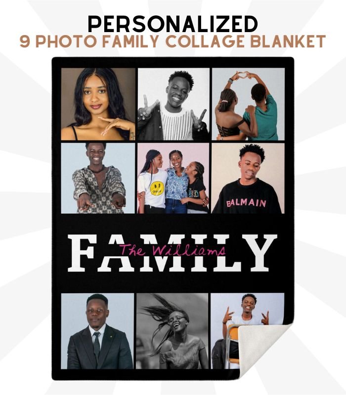 9 Photo Family Collage Blanket