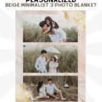 Beige Minimalist 3 Photo Collage Blanket