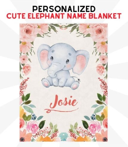 Cute Pink Elephant Name Blanket