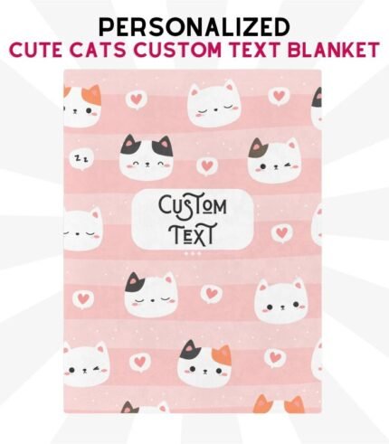 Cute Cats, Custom Text Blanket