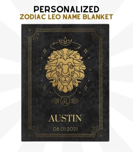 Personalized Leo Blanket with Name and Birthdate