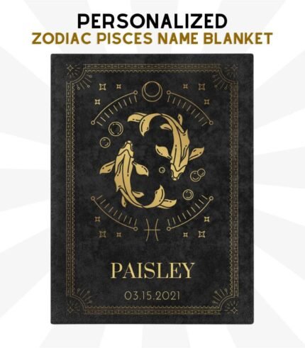 Personalized Pisces Blanket with Name and Birthdate