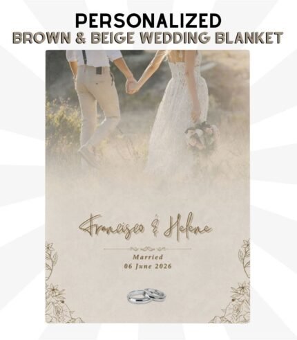 Brown & Beige Floral Bordered Wedding Blanket