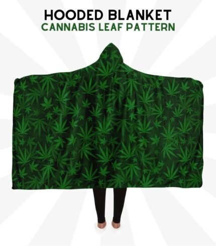 Cannabis Leaf Pattern Hoodie Blanket