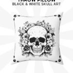 Black and White Skull Pillow