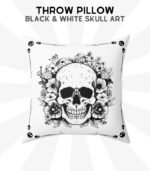 Black and White Skull Pillow