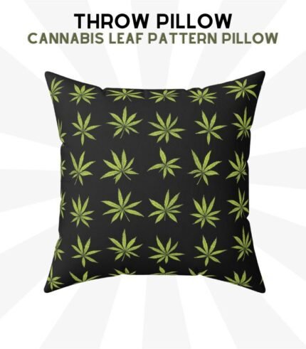 420 Cannabis Leaf Pattern Throw Pillow