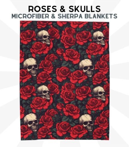 Roses and Skulls Artwork Blanket