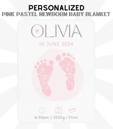 Pink Pastel Newborn Baby Name Blanket